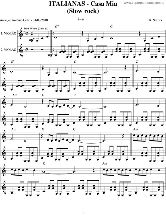 Partitura da música Casa Mia