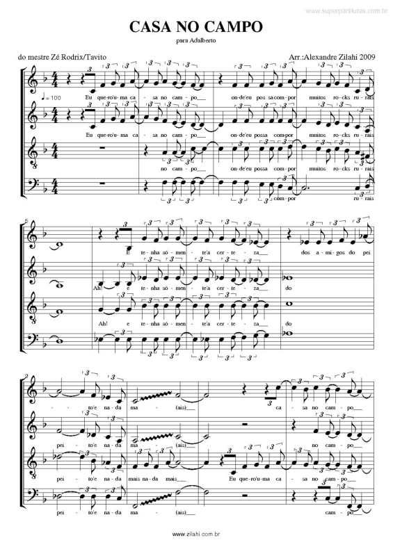 Partitura da música Casa no Campo v.2