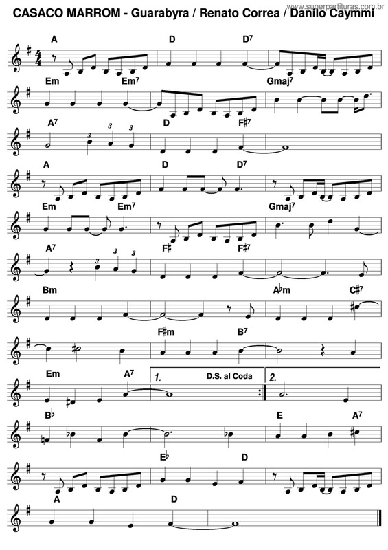 Partitura da música Casaco Marrom v.2