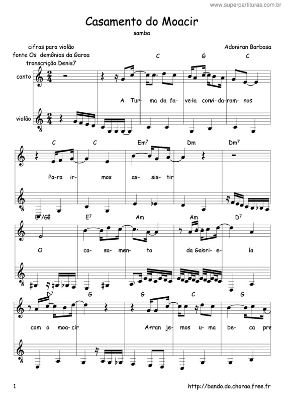 Partitura da música Casamento Do Moacir v.2