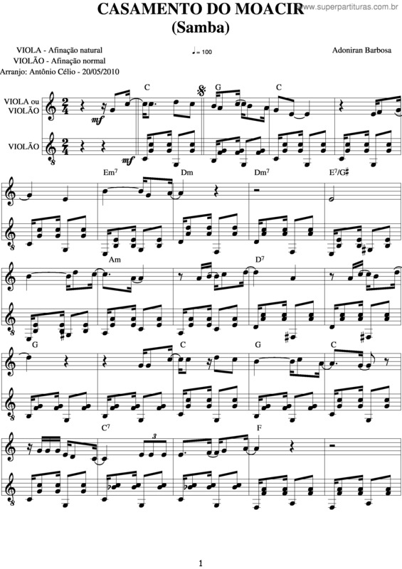 Partitura da música Casamento Do Moacir v.3