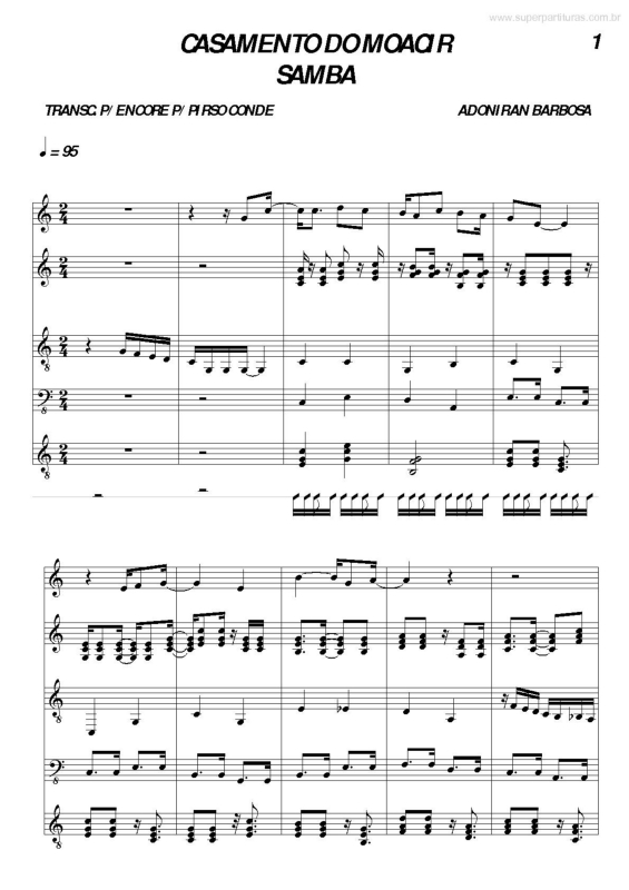 Partitura da música Casamento do Moacir