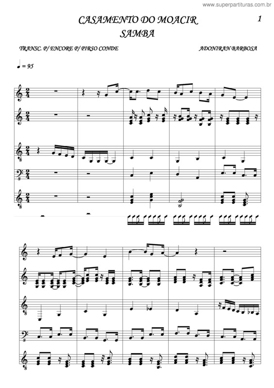 Partitura da música Casamento Do Moacyr