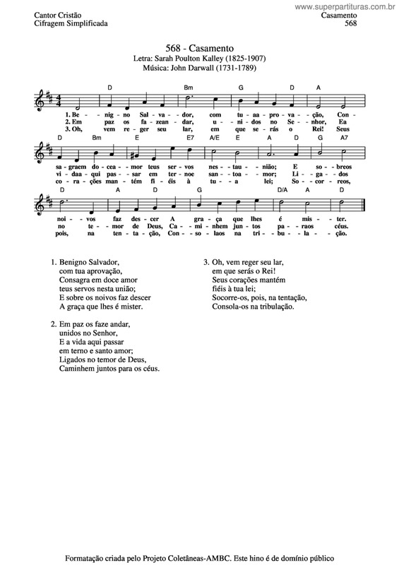 Partitura da música Casamento