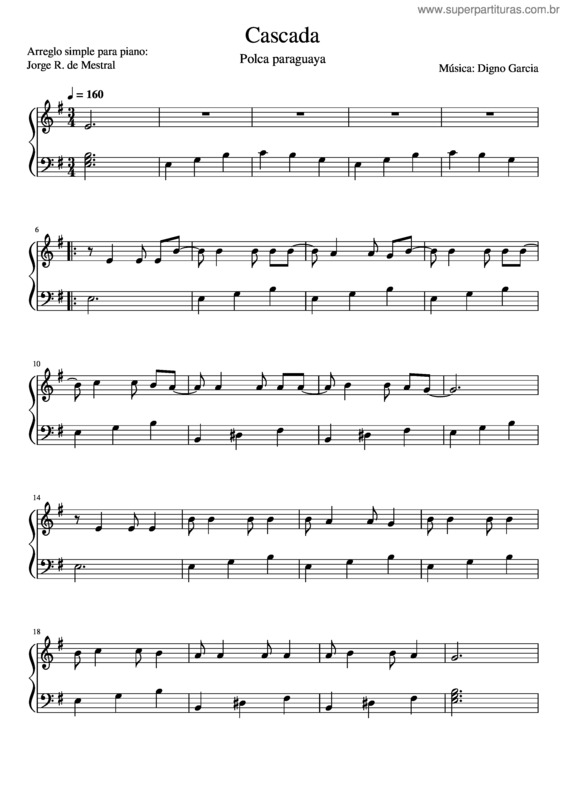 Partitura da música Cascada Digno Garcia