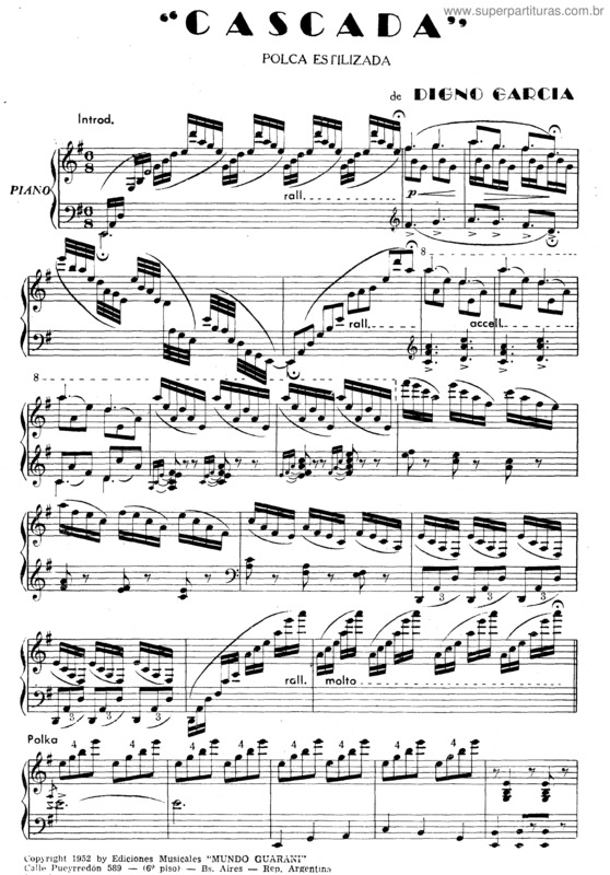 Partitura da música Cascada