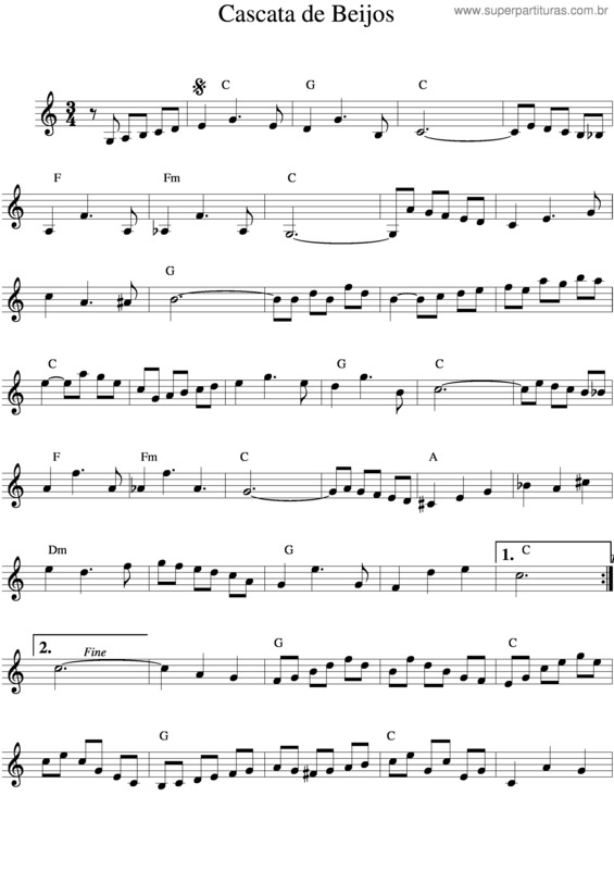 Partitura da música Cascata De Beijos v.2