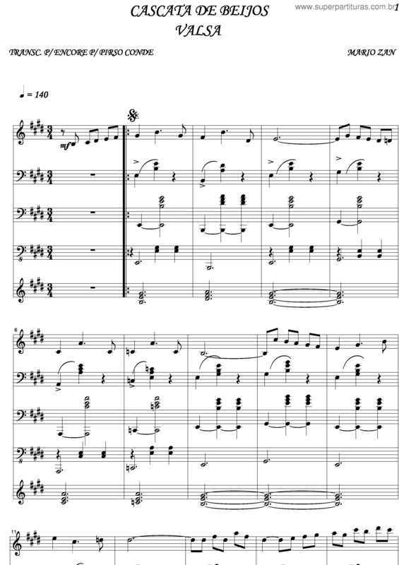 Partitura da música Cascata De Beijos v.3
