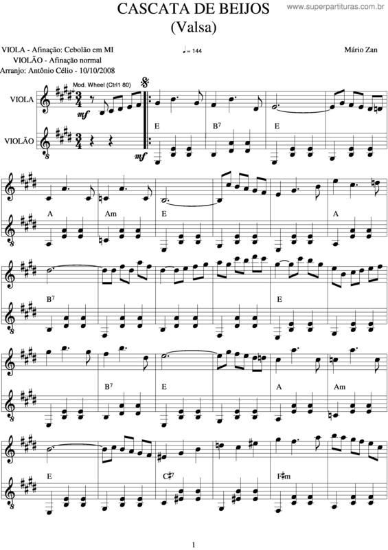 Partitura da música Cascata De Beijos v.4