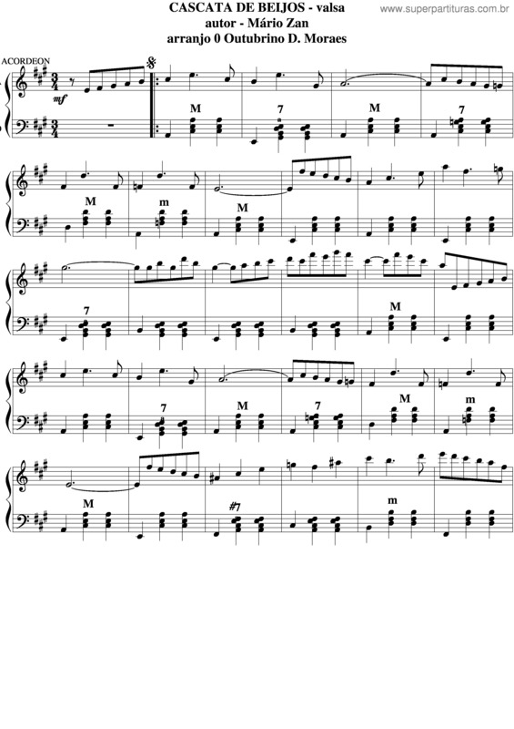 Partitura da música Cascata De Beijos v.5