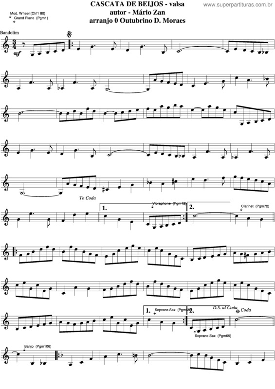 Partitura da música Cascata De Beijos v.6