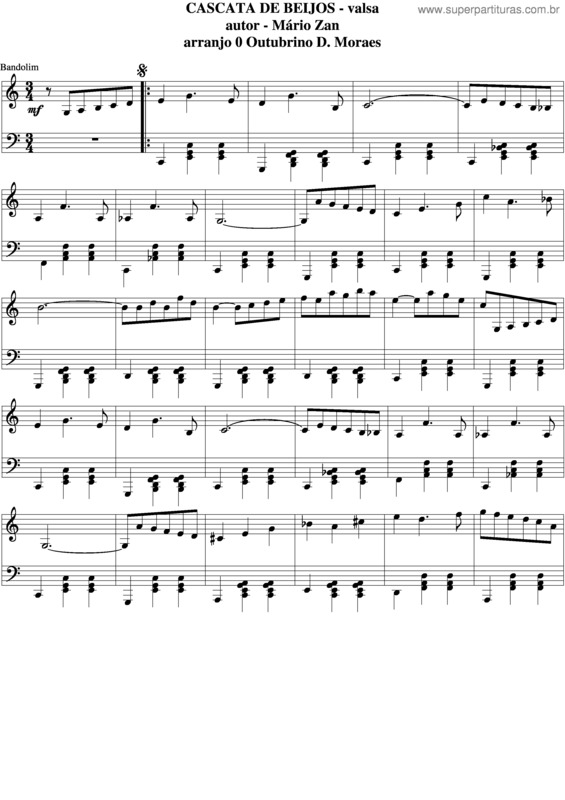 Partitura da música Cascata De Beijos v.7