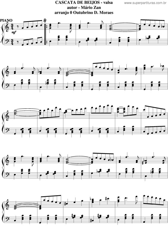 Partitura da música Cascata De Beijos v.8