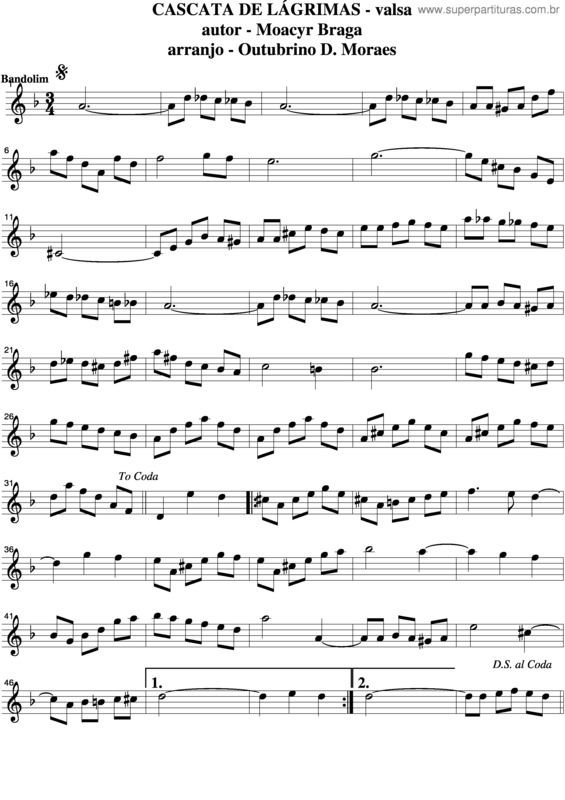 Partitura da música Cascata De Lágrimas v.2