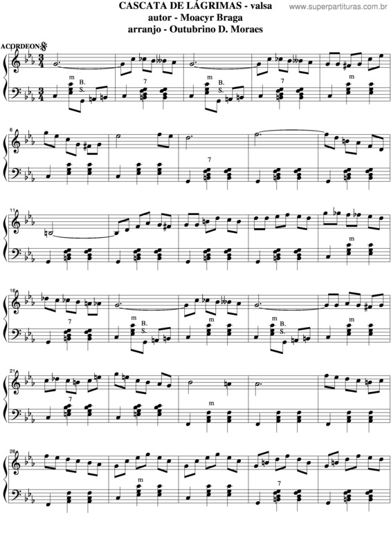 Partitura da música Cascata De Lágrimas v.4