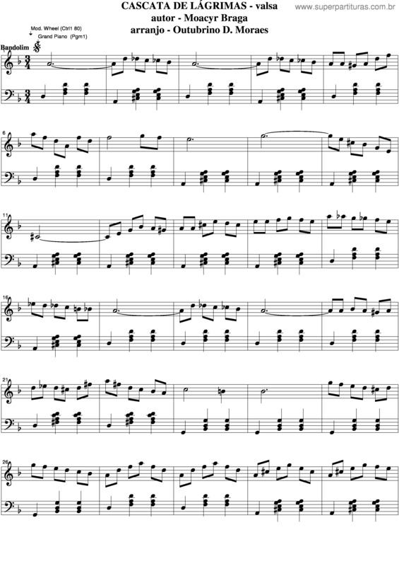 Partitura da música Cascata De Lágrimas v.5