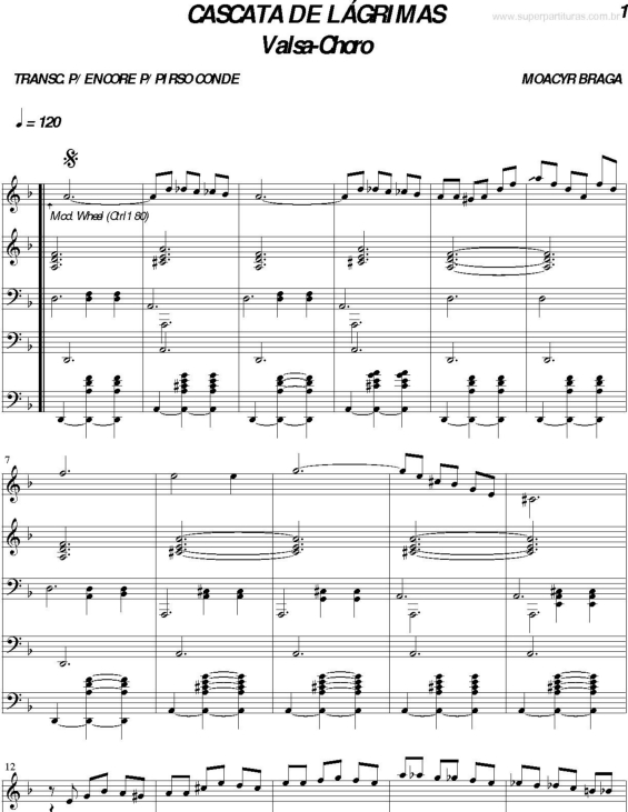 Partitura da música Cascata de Lágrimas