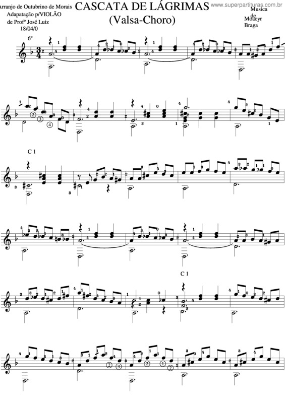 Partitura da música Cascatas De Lágrimas