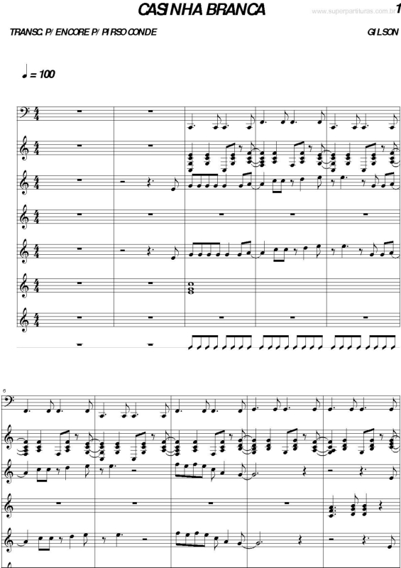 Partitura da música Casinha Branca v.2