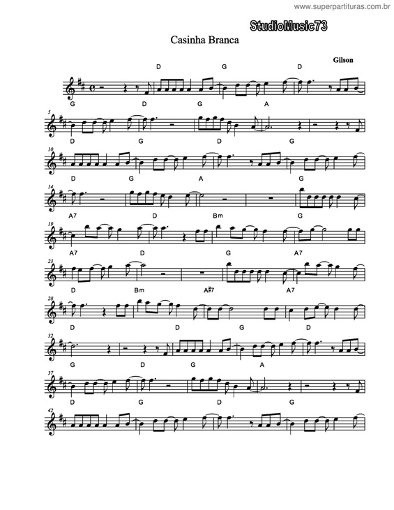 Partitura da música Casinha Branca v.3