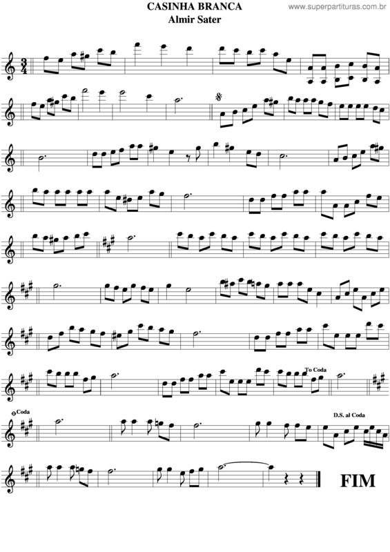 Partitura da música Casinha Branca v.4