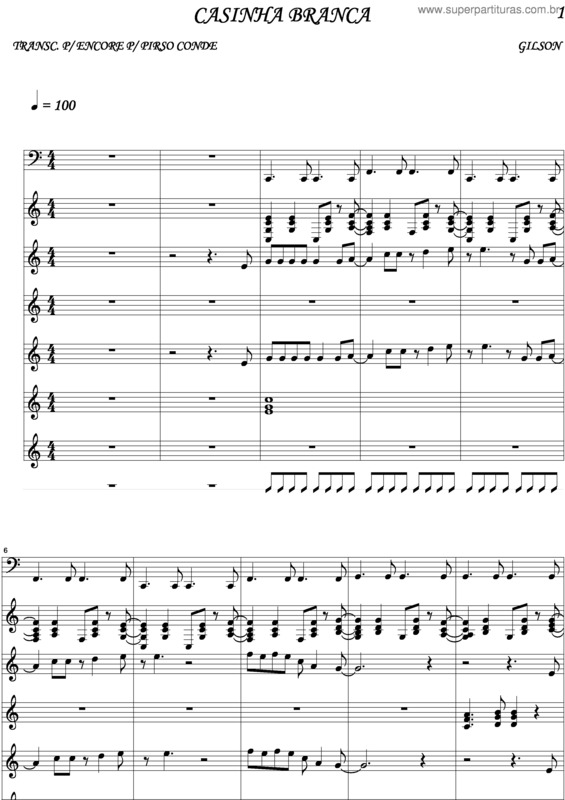 Partitura da música Casinha Branca v.5