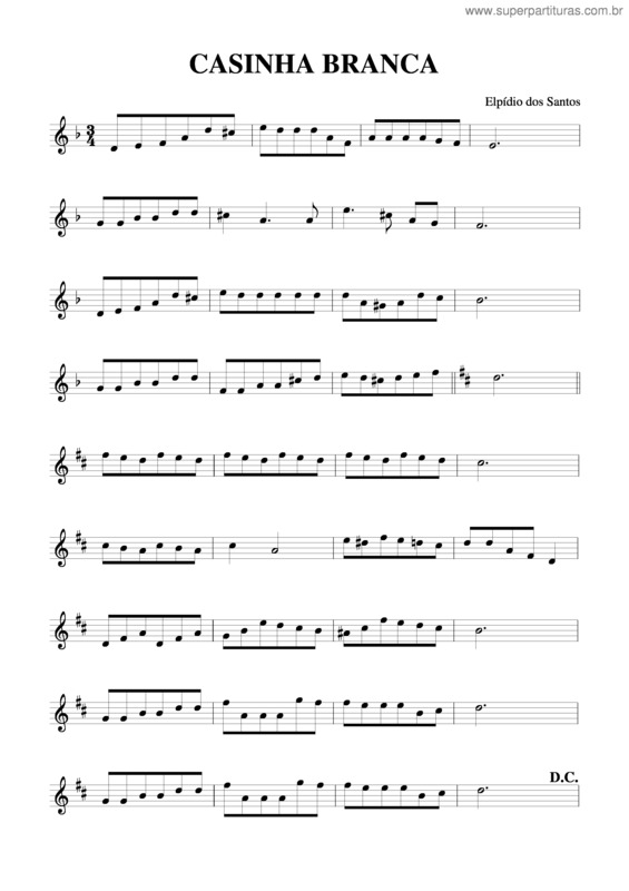 Partitura da música Casinha Branca v.6