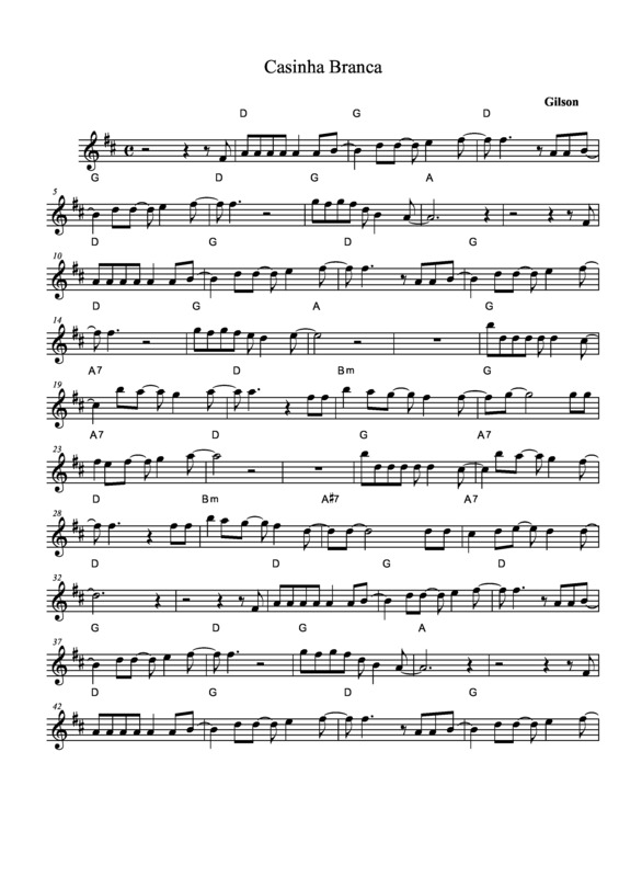 Partitura da música Casinha Branca v.7