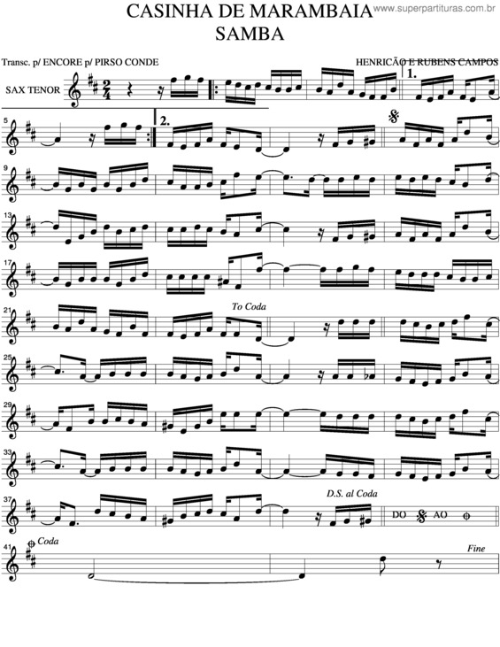 Partitura da música Casinha De Marambaia v.2