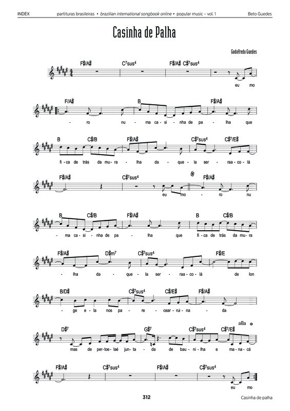 Partitura da música Casinha de Palha v.2