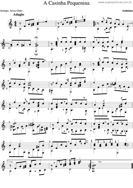 Partitura da música Casinha Pequenina v.2