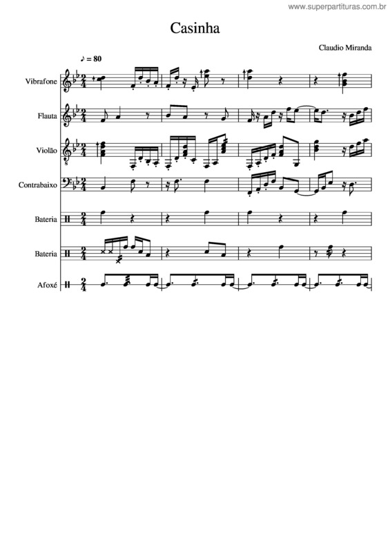 Partitura da música Casinha