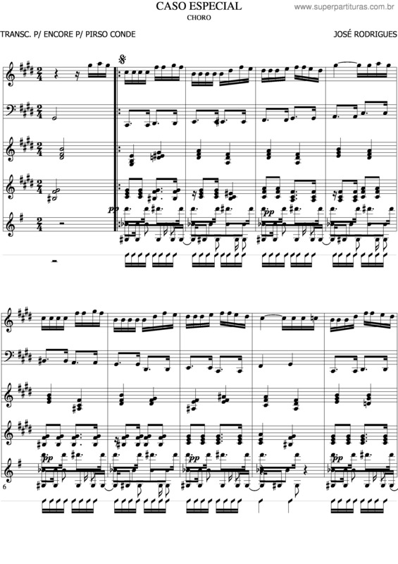 Partitura da música Caso Especial v.2