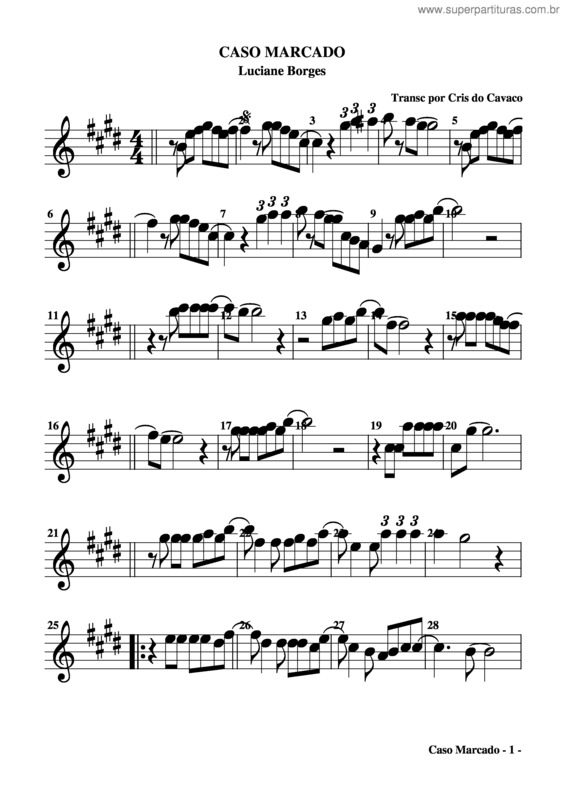 Partitura da música Caso Marcado