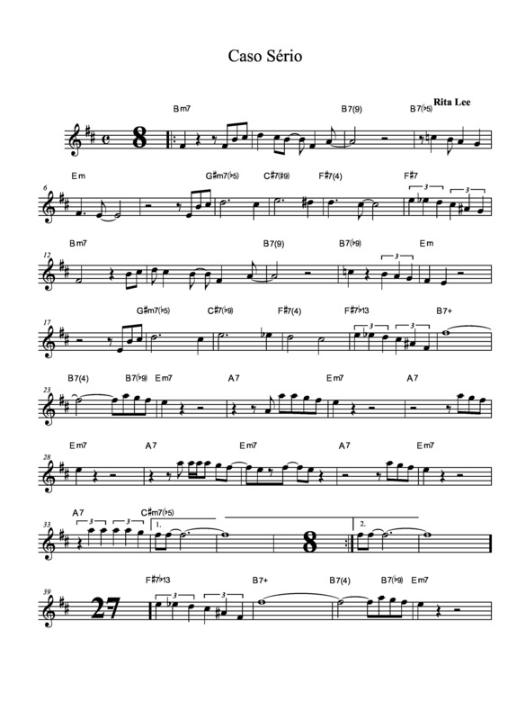 Partitura da música Caso Sério v.2