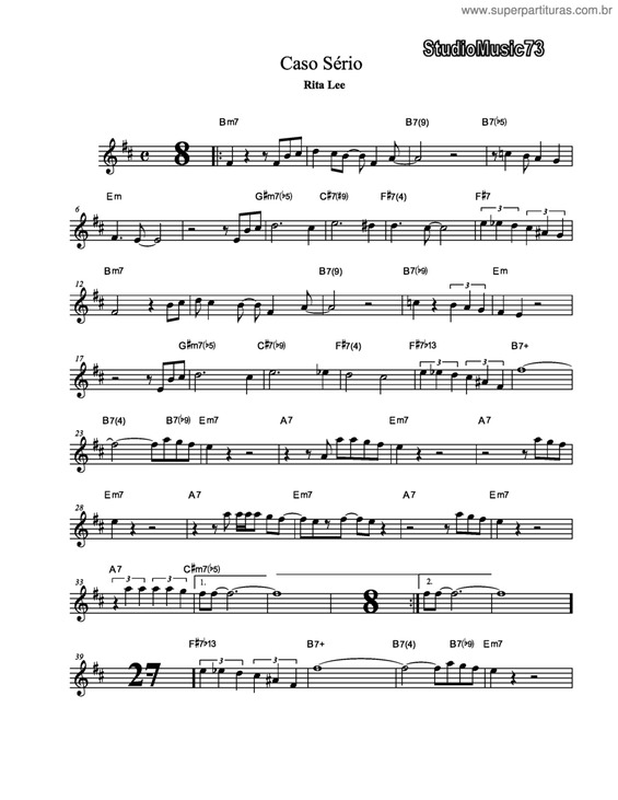 Partitura da música Caso Sério