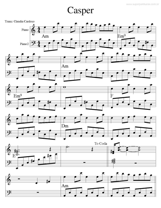 Partitura da música Casper