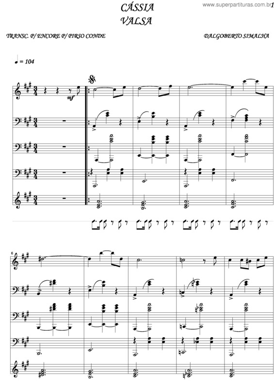 Partitura da música Cassia v.2