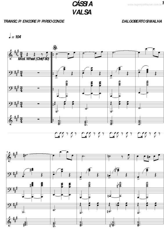 Partitura da música Cássia