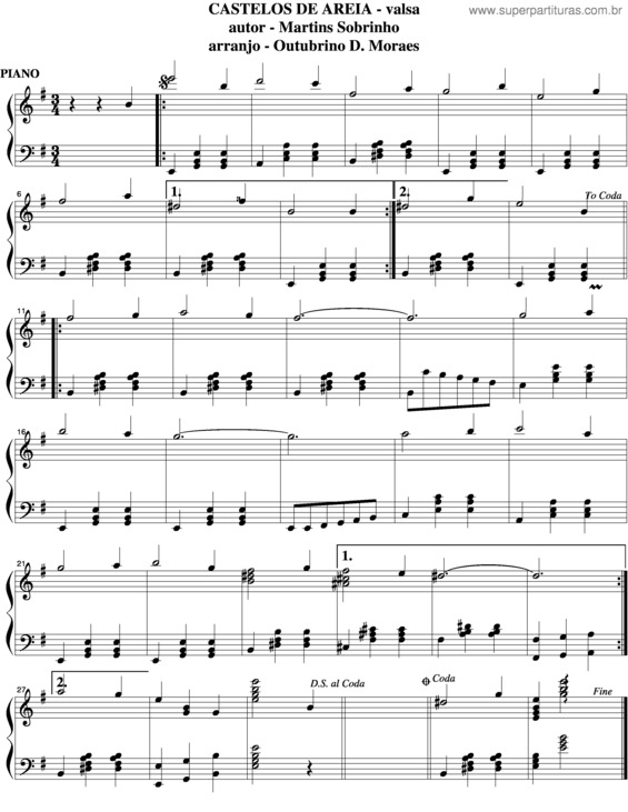 Partitura da música Castelos De Areia v.2