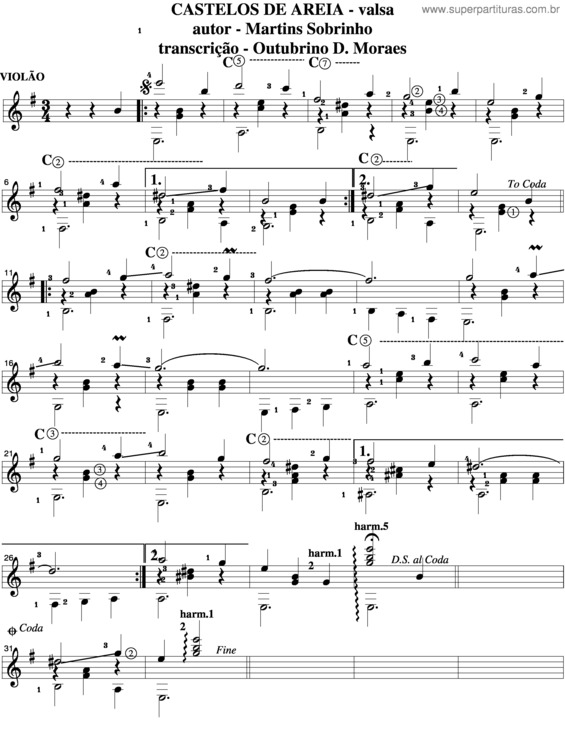 Partitura da música Castelos De Areia v.3