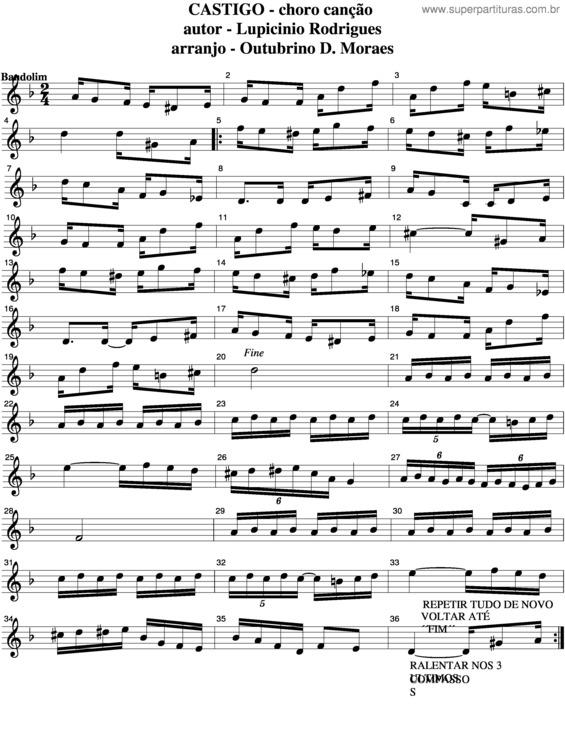 Partitura da música Castigo v.7