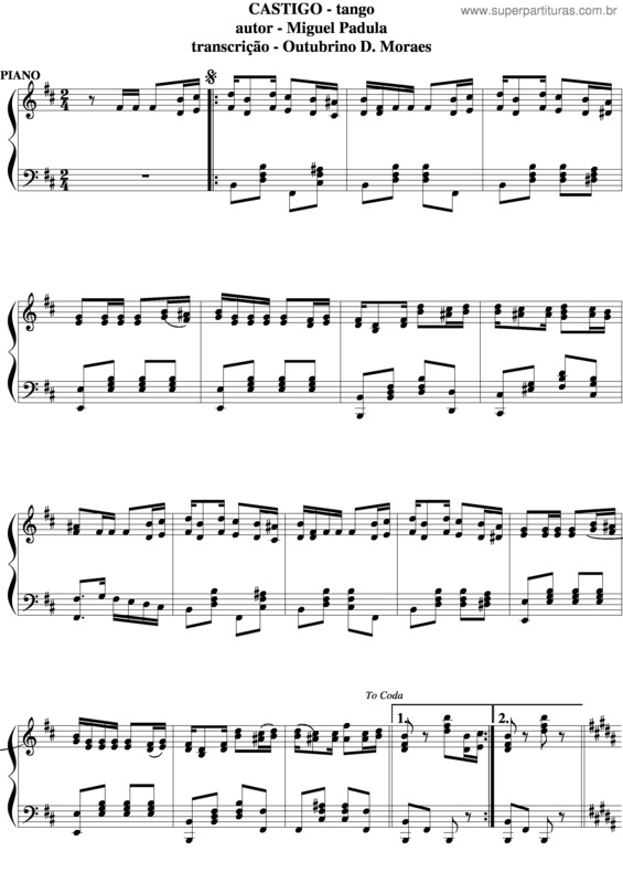 Partitura da música Castigo v.8