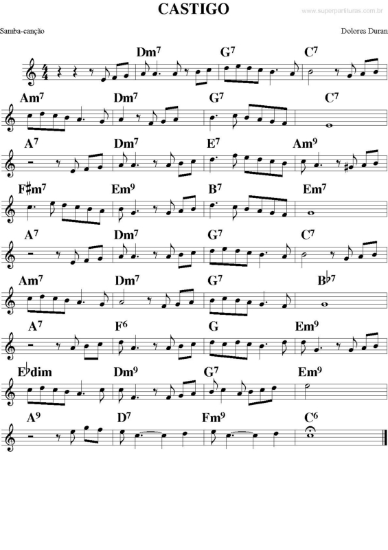 Partitura da música Castigo