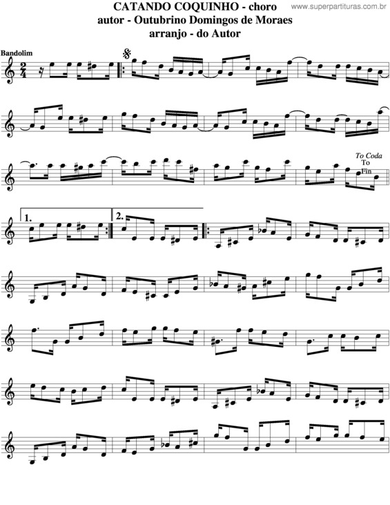 Partitura da música Catando Coquinho v.2