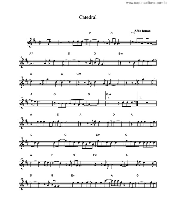 Partitura da música Catedral v.3