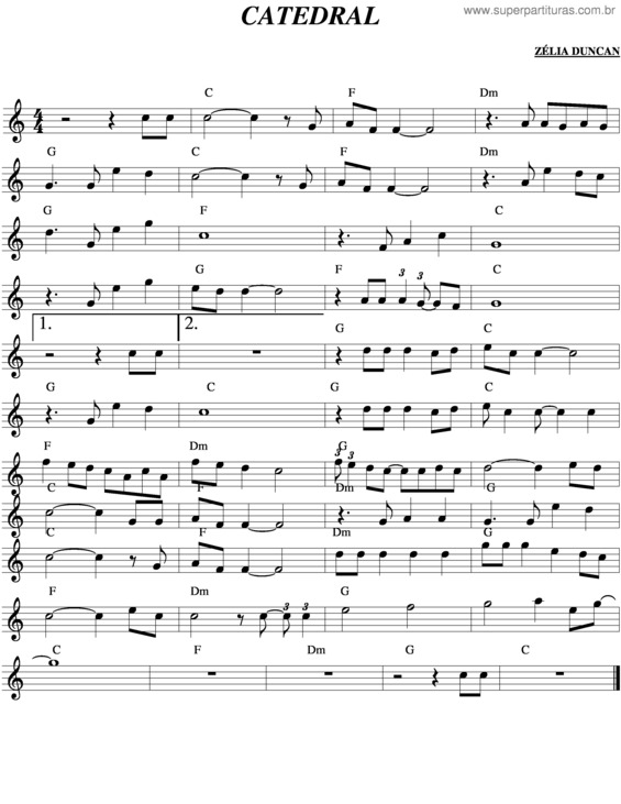 Partitura da música Catedral v.4