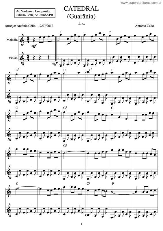 Partitura da música Catedral v.5