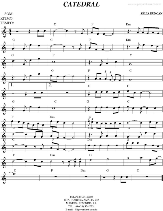 Partitura da música Catedral