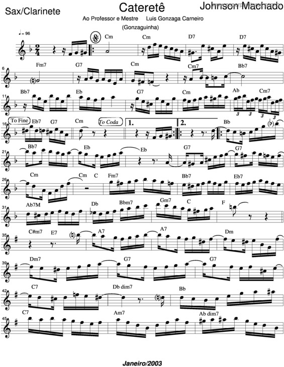 Partitura da música Cateretê